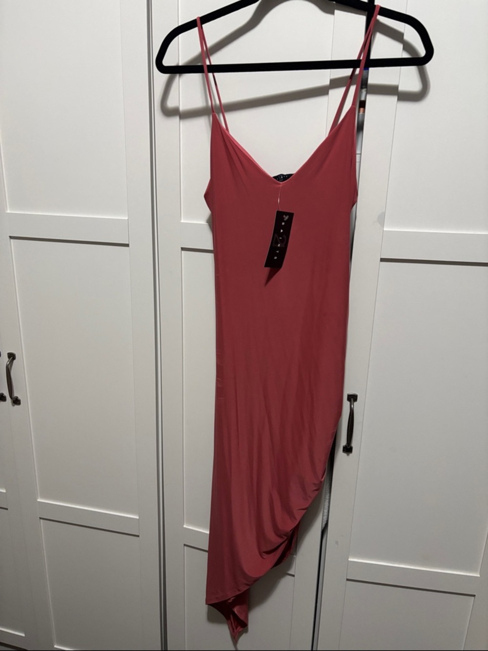 Asymmetrical Slip Dress in Dusty Rose